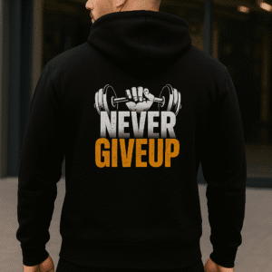 Never Give Up Gym Hoodie Male