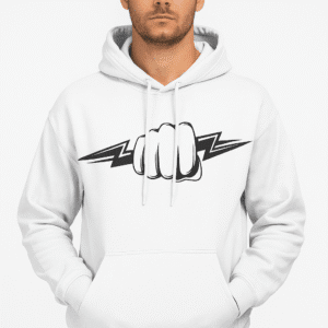 Power Fist Lightning Hoodie – White Edition
